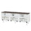 TV stand, TV cabinet, American country style TV lockers, The toughened glass door panel, Metal handles, birch legs, Turn down the drawer, color:white+Gray W679P163726