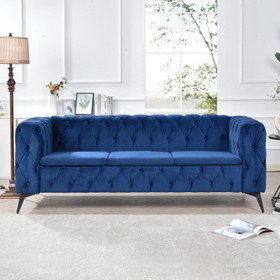 82.5 inch Width Traditional Square Arm Removable Cushion 3 Seater Sofa