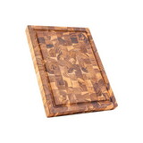 End Grain Teak Cutting Board Reversible Chopping Serving Board Multipurpose Food Safe Thick Board, Small Size 16x12x1.5 inches (1PCS)