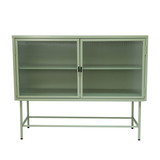 Retro Style Fluted Glass Sideboard Storage Cabinet Simple Console Table Detachable Wide Shelves Enclosed Dust-Free Storage Bottom Space for Living Room Bathroom Dining Room (Light Green)