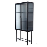 Retro Style Fluted Glass Storage Cabinet Corner Cabinet Sideboard Dual Doors Three Detachable Wide Shelves Enclosed Dust-Free Storage for Living Room Bathroom Dining Room Kitchen Entryway (Black)