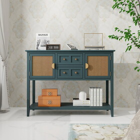2 door 2 drawer accent cabinet,sideboard,real wood texture,hand painted,natural rattan weaving,suitable for multiple scenes such as living room, bedroom, study room W688105157