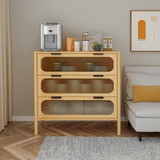 3 Drawer End Table, Bamboo Mid Century Modern Side Tale, Bedside Table Accent End Table Side Table for Bedroom, Living Room, Natural W68850559