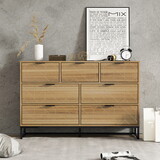 Modern 7 Drawer Dresser Wood Cabinet (Walnut) W68858683