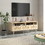Rattan TV Stand with Solid Wood Feet, TV Console Table for Living Room, Natural W68867002