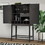 Wine Cabinet Solid Rubber Wood Rack Double Mirror Door Bar Cabinet Kitchen Organizer with Glass Holder Sideboard for Dining Room W69165659