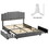 Queen Size Upholstered Platform Bed Linen Bed Frame with 2 Drawers Stitched Padded Headboard with Rivets Design Strong Bed Slats System No Box Spring Needed Grey W69167517