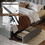 Queen Size Upholstered Platform Bed Linen Bed Frame with 2 Drawers Stitched Padded Headboard with Rivets Design Strong Bed Slats System No Box Spring Needed Grey W69167517