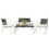 4 Pieces Patio Garden Sofa Conversation Set Wood Grain Design PE Steel Frame Loveseat All Weather Outdoor Furniture Set with Cushions Coffee Table for Backyard Balcony Lawn White W69168760