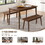 3 PCS Wooden Dining Table Set Kitchen Furniture for 4 Modern Table Set with 2 Benches Spacious Tabletop for Kitchen Dining Room Walnut Color W69177434