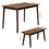 3 PCS Wooden Dining Table Set Kitchen Furniture for 4 Modern Table Set with 2 Benches Spacious Tabletop for Kitchen Dining Room Walnut Color W69177434