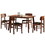 5 Pieces Dining Table Set 1 Dining Table and 4 Chairs Rustic Retro Solid RubberWood Table and Breakfast Upholstered Stools for Home Kitchen Dining Room W691S00001