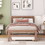 Wooden Twin Size Platform Bed Frame with Trundle for Walnut Color W697121848