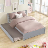 Full Size Wood Platform Bed Frame with Headboard and Twin trundle W69734895