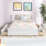 Full Size Wood Platform Bed Frame with Headboard and four drawers W69738853