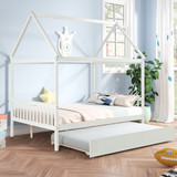 House Fuul Bed with Twin Size Trundle for White Color W697S00021