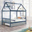 Navy Blue House Full Bed With Gray Trundle W697S00022