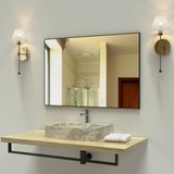 36x24 inches Modern Black Bathroom Mirror with Aluminum Frame Vertical or Horizontal Hanging Decorative Wall Mirrors for Living Room Bedroom W70837198