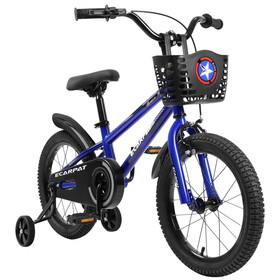 C16111A Kids Bike 16 inch for Boys & Girls with Training Wheels, Freestyle Kids' Bicycle with Bell,Basket and fender.