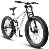 A26309 26 inch Mountain Bike,Full-Suspension 21 Speeds Drivetrain with Disc-Brake MTB Bicycle, 26*4