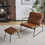 Faux Leather Accent Chair for Living Room Chairs,Accent Chair with Ottoman,Mid Century Accent Chair Leisure Lounge Chair for Bedroom, Comfy Chair and Footrest Set of 2, Brown W714111143