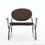 Accent Chair with Metal Frame, Upholstered Comfy Oval Back with Lattic, Armchair for Living Room, Bedroom, Dark Brown W714111145