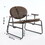Accent Chair with Metal Frame, Upholstered Comfy Oval Back with Lattic, Armchair for Living Room, Bedroom, Dark Brown W714111145
