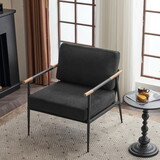 Leisure Lounge Chair Arm Chair with Metal Frame, Upholstered Side Chair Comfy Sitting Chair for Living Room, Black Chenille W714119415