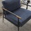 Chenille Fabric Armchair, Retro Leisure Accent Chair with Extra Soft Padded and Cushion, Reading Arm Chair with Black Metal Frame, Blue W714119417