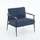 Chenille Fabric Armchair, Retro Leisure Accent Chair with Extra Soft Padded and Cushion, Reading Arm Chair with Black Metal Frame, Blue W714119417