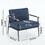 Chenille Fabric Armchair, Retro Leisure Accent Chair with Extra Soft Padded and Cushion, Reading Arm Chair with Black Metal Frame, Blue W714119417