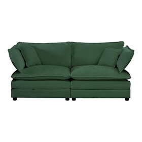 Armless Deep Seat 2 Seater Chenille Fabric Sofa to Combine with Alternative Arms and Single Armless Sofa, Green Chenille W714P152282