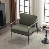 Upholstered Mid Century Lounge Chair Reading Armchair Chenille Fabric Modern Arm Chair with Metal Frame, Accent Chair for Living Room, Green W714P195326