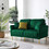 2-Seater Sofa Couch with Channel Tufted on Back and Seat Cushions, Two Throw Pillows, Velvet Green W714S00008