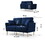 2 Pieces Sectional Sofa Set for Living Room, Velvet Tufted Couch Sofa with Metal Legs, 2 Piece Loveseat and Sofa, Furniture Set,Blue Velvet W714S00101