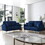 2 Pieces Sectional Sofa Set for Living Room, Velvet Tufted Couch Sofa with Metal Legs, 2 Piece Loveseat and Sofa, Furniture Set,Blue Velvet W714S00101