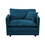 Sofa Set of 3, 1+1+3 Seats Living Room Sofa Set, Accent Chair, Loveseat, and Three-Seat Sofa Style Round Arms 3 Piece Sofa Set, Blue W714S00306