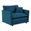 Sofa Couch, 3 Piece Set Extra Deep Seat Sectional Sofa for Living Room, Oversized Sofa, 3 Seat Sofa, Loveseat and Single Sofa, Blue Chenille W714S00307