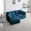 Chenille Two-Seater Sofa with 1 Footrest, 2 Seater L-Shaped Sectional with Ottoman,Loveseat with Ottoman for Small Living Space,Blue Chenille W714S00310