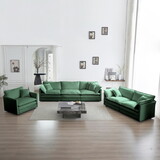 Sofa Couch, 3 Piece Set Extra Deep Seat Sectional Sofa for Living Room, Oversized Sofa, 3 Seat Sofa, Loveseat and Single Sofa, Green Chenille W714S00328