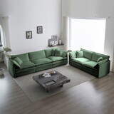 Sofa Set of 2 Chenille Couch, 2+3 Seater Sofa Set Deep Seat Sofa, Sofa Set for Living Room, Green Chenille W714S00334
