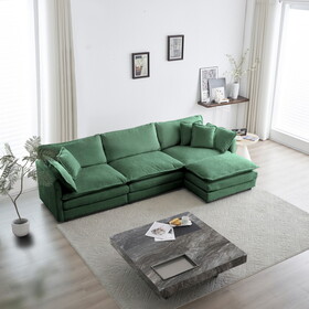 Free Combination Comfy Upholstery Modular Oversized L Shaped Sectional Sofa with Reversible Ottoman, Green Chenille W714S00338