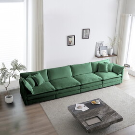 Free Combination Modular Sofa Free,4 Seater Sofa Comfy Chenille Fabric,Sectional Sofa Couch,Green Chenille W714S00341