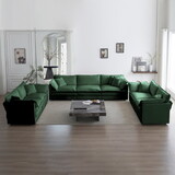 3 Piece Sofa Set Oversized Sofa Comfy Sofa Couch, 2 Pieces of 2 Seater and 1 Piece of 3 Seater Sofa for Living Room, Deep Seat Sofa Green Chenille W714S00461