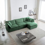 Free Combination Comfy Upholstery Modular Oversized L Shaped Sectional Sofa with Reversible Ottoman, Green Chenille W714S00464