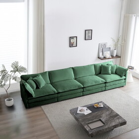 Free Combination Modular Sofa Free, 4 Seater Sofa Comfy Chenille Fabric, Sectional Sofa Couch, Green Chenille W714S00467