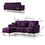 Modern Large Velvet Fabric L-Shape Chaise Lounge Couch Sectional Sofa Eggplant W714S00470