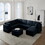 Modular Sectional Sofa with Storage Seat Oversized U Shaped Couch with Reversible Chaise Sofa Set with Ottoman,Ultimate Comfort 6-8 Seater Couches with Adjustable Arms and Backs for Living Room - Blue