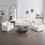 3 Piece Sofa Set with Arm Pillows and Toss Pillows, Sofa Set Include 2- Piece of Arm Chair and One 2-seat Sofa, Space Saving Casual Sofa Set for Living Room, White Chenille W714S00547