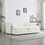 4 - Piece Upholstered Sectional Sofa, 1 - Piece of 2 Seater Sofa and 2- Piece of Ottomans, 2 Seater Loveseat Lounge with Ottomans, White Chenille W714S00553